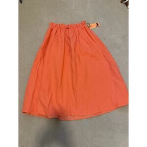 Future Collective Jenny K Lopez Orange Midi Skirt Women M Elastic Waist A-Line